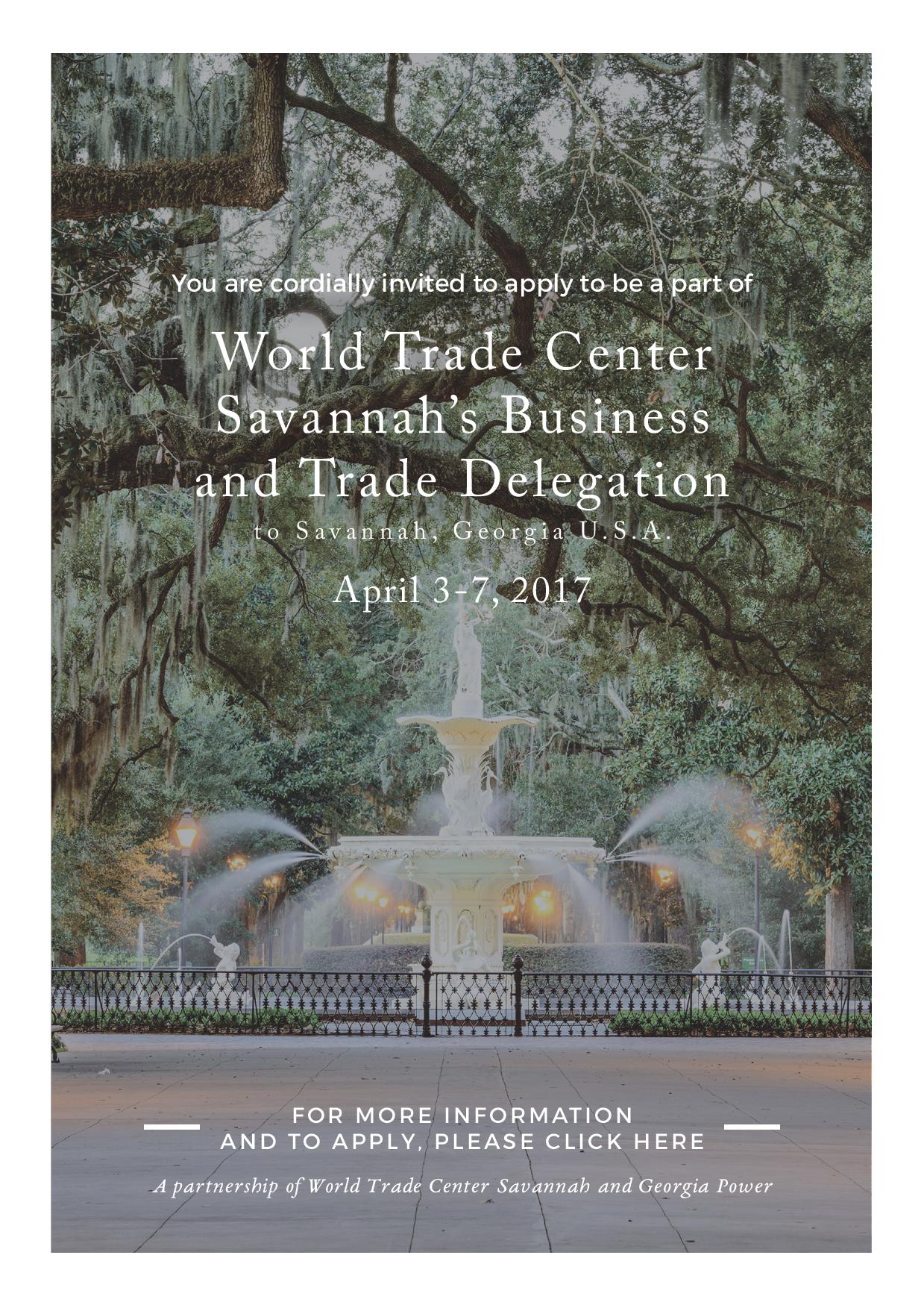 INVITATION: World Trade Center Savannah’s Business and Trade Delegation to Georgia USA